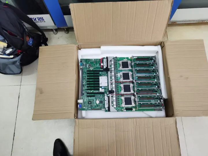 Replacement motherboard prepared for Dell PowerEdge R930 repair