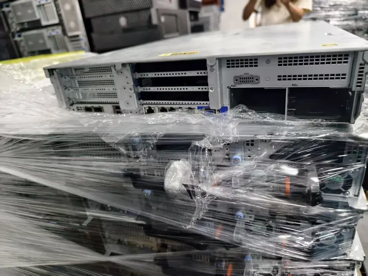 Rear view of HPE ProLiant DL380 Gen10 servers showing expansion and dual power supply areas