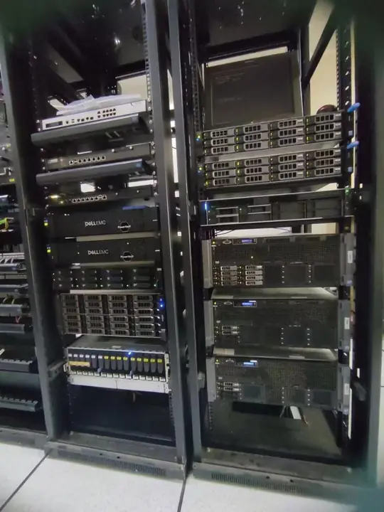 Server racks after equipment classification and reinstallation