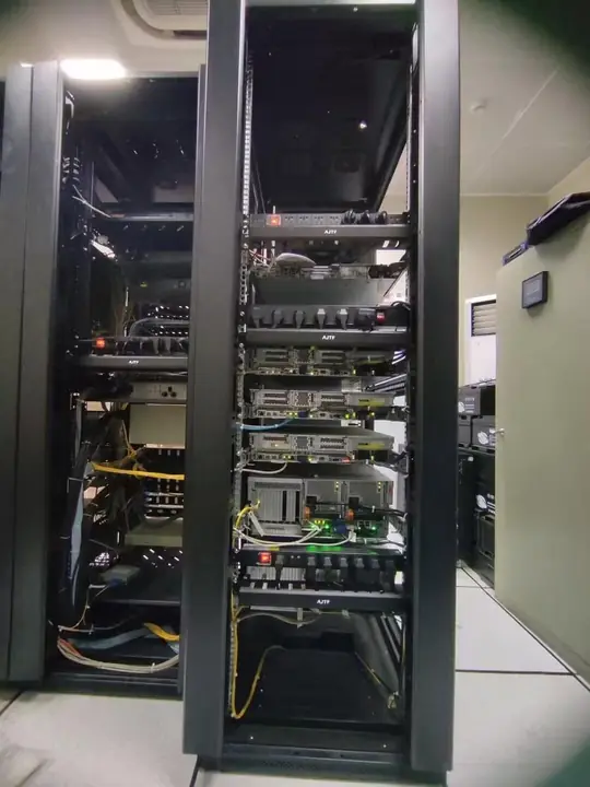 Reinstalled server rack after server room reorganization